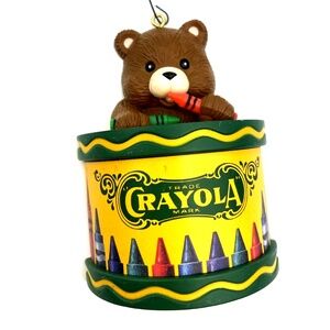 1992 Crayola Hallmark Christmas Ornament Crayons Teddy Bear Binney & Smith